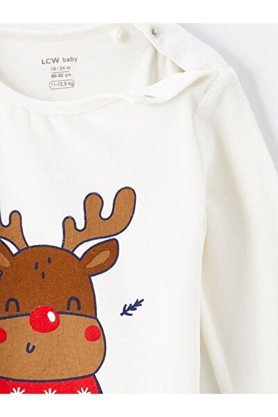 LC Waikiki Lcw Baby Velvet Christmas Themed Baby Boy Pajama Set