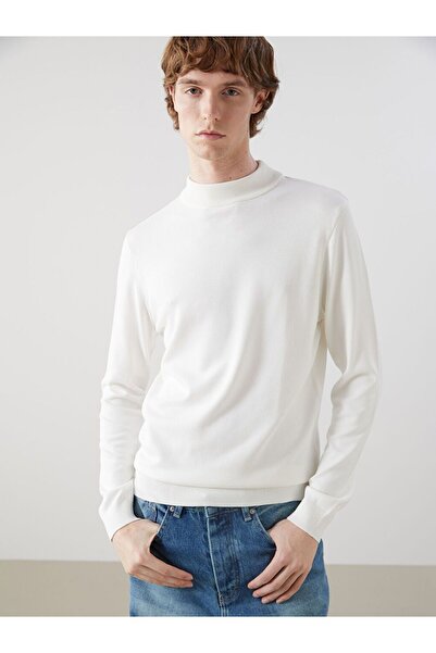LC Waikiki Ekru Yarım Balıkçı Yaka Uzun Kollu Erkek Triko Kazak