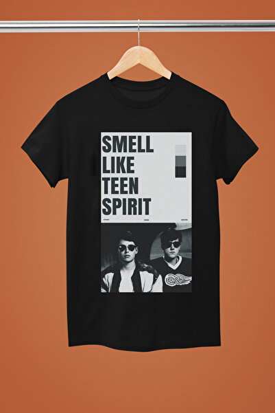 MAGORS تيشيرت نيرفانا يشبه روح المراهقين من القطن المطبوع بأكمام قصيرة وقصة عادية