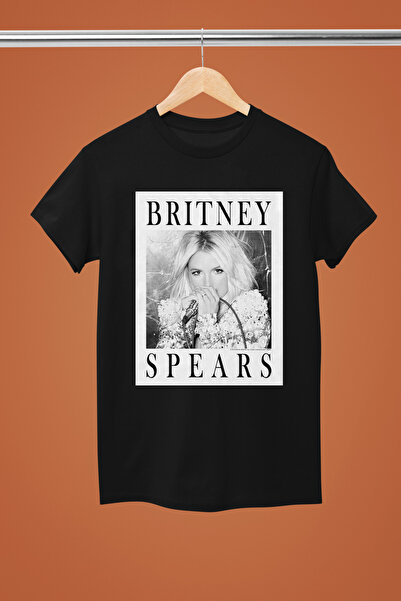 MAGORS تيشيرت بريتني سبيرز مطبوع من القطن برقبة دائرية وأكمام قصيرة