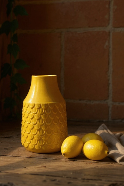 ardesta Vas decorativ din pulbere de piatră realizat manual 19 cm |   Vază mare cu flori pentru sufragerie și obiect de decorare pentru casă