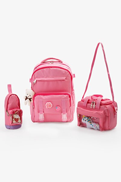 QUOVO Kawai̇i̇ Style Orthopedic Multi-Eye Domestic School Bag Lunch Pen Holder Set School Bag Set