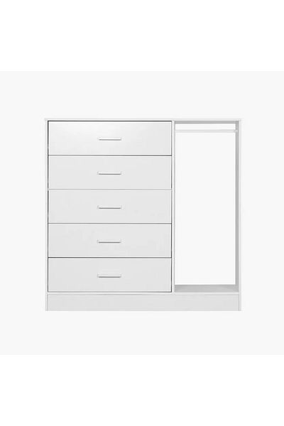 Home Box Vanilla Cody Chest of 5-Drawers with Hanger