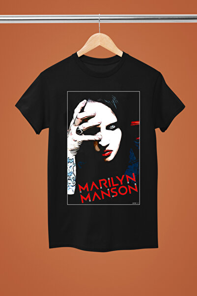 MAGORS TRIUC ROCK MARILYN MANSON BUMBAC IMPRIMAT CU MANE SCURTĂ