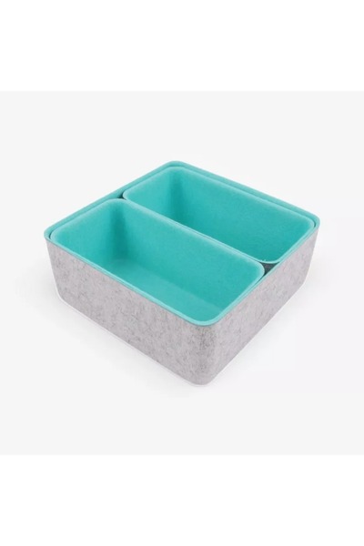 Home Box Floris Felt Two Tone 3-Piece Multi-Utility Drawer Organizer Storage Set