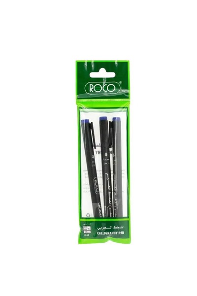 Roco Calligraphy Pen Chisel 1.0mm, 2.0mm & 3.0mm – Blue Ink