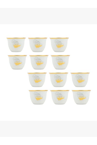 rexa Modern Design Coffee Cup Set - White and Gold - 12 Pieces