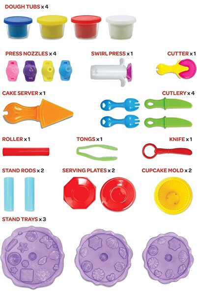THE MOON Brand Dough Creation Cup Cake Tower - Educational Playdough for Kids with Cutters Tools - N