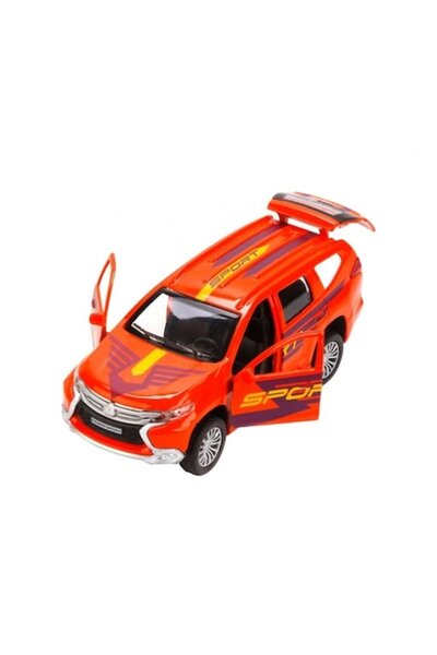 MASHASHOP Masinuta metalica mecanica, Mitsubishi Pajero Sport, portocaliu, 12 cm