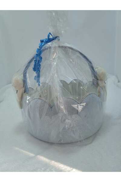 ZİRVEHOBİ Baby Basket with Teddy Blue
