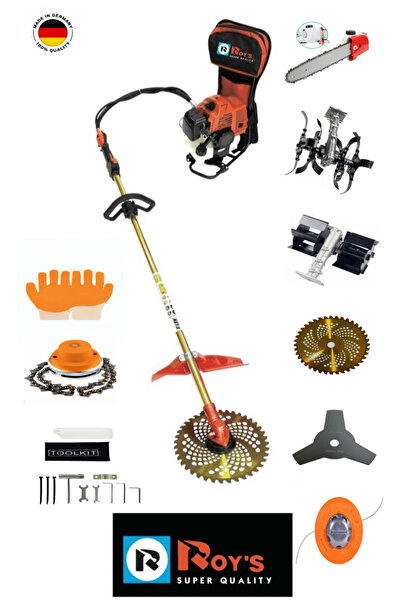 roys Roy's Alman Sırt Benzinli Tırpan Çift Çapa Dal Budama Aparatlı