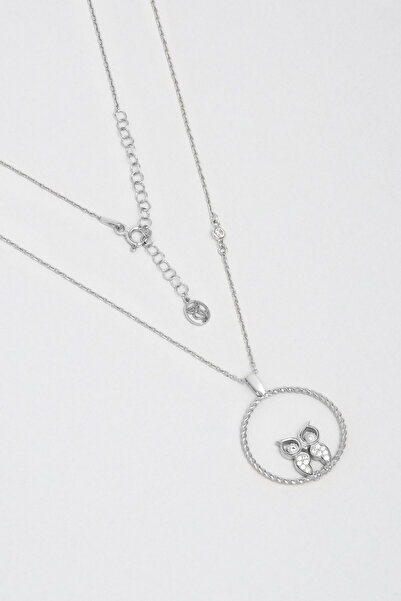 So CHIC... Baykuş 18 Ayar Beyaz Altın Kaplama Gümüş Kolye