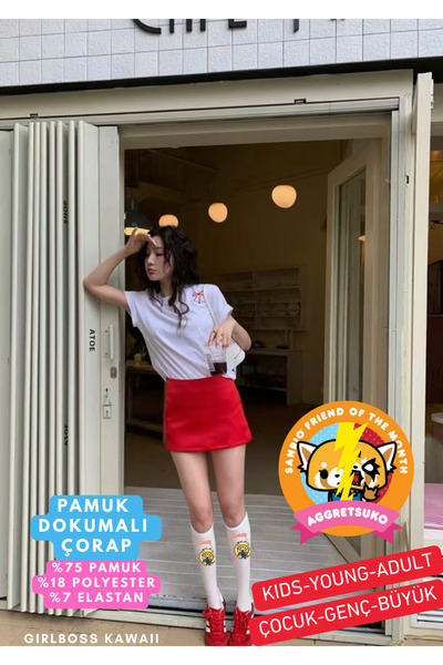 Girlboss Kawaii Aggretsuko Knee-High Long Socks School Socks All Ages Children / Teen / Big Series