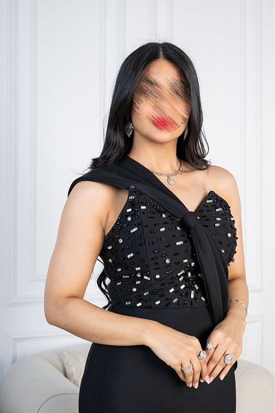 SELSAL Crystal embellished evening dress