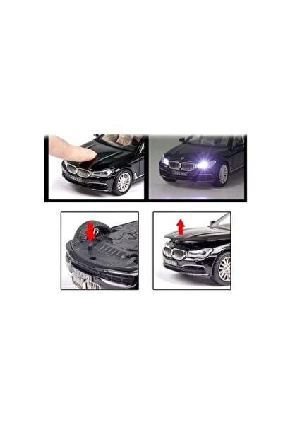 OEM Mașină mecanică din metal, model BMW Seria 7, scară 1:24, neagră, 20 cm