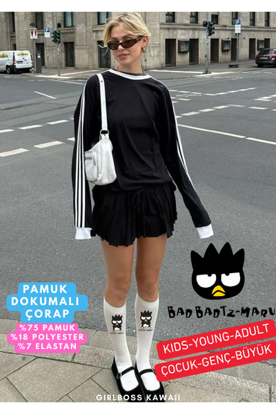 Girlboss Kawaii Bad Badtz Maru Knee-High Long Socks School Socks All Ages Children / Teen / Big Series