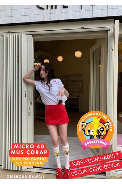 Girlboss Kawaii Aggretsuko Knee-High Long Socks School Socks All Ages Children / Teen / Big Series