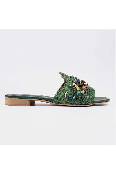 Delilah Sahara Genuine Leather Sandals – Handcrafted, Double Cushioned – Emerald