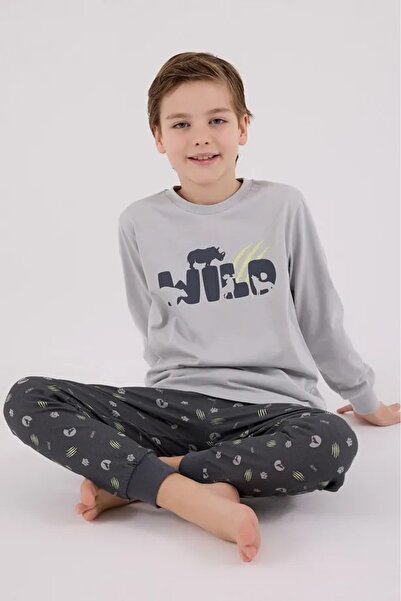 ROLY POLY 100% бавовняний піжамний комплект з довгими рукавами та коміром-стійкою для хлопчиків