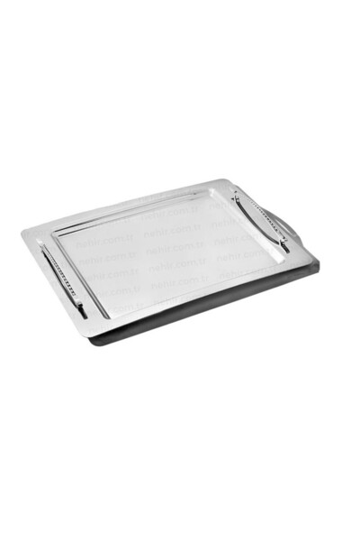 Nehir rana paslanmaz çelik tepsi kahve tepsisi - servis tepsisi 36x26 cm.