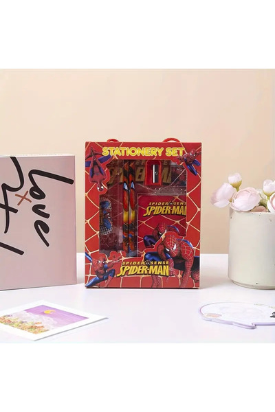 The Cloudish Shop 6 Pieces Stationery Set Boxed Pencil Ruler Eraser Sharpener Notebook Spider Man