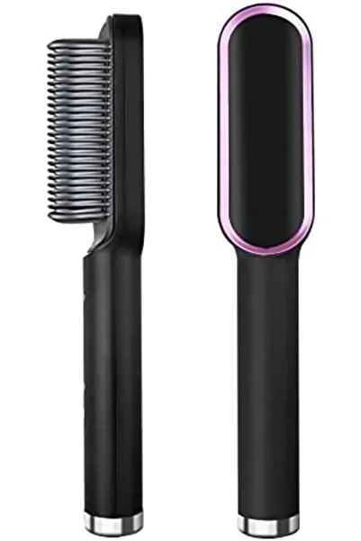 Türkiye Hair Straightener Brush, Hair Straightening Iron Built with Comb, Fast Heating & 5 Temp Settings & A