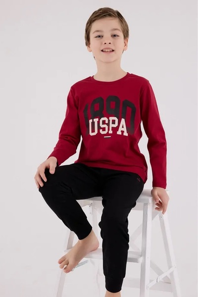 U.S. Polo Assn. US POLO LİSANSLI %100 PAMUK BİSİKLET YAKA UZUN KOLLU ERKEK ÇOCUK PİJAMA TAKIM