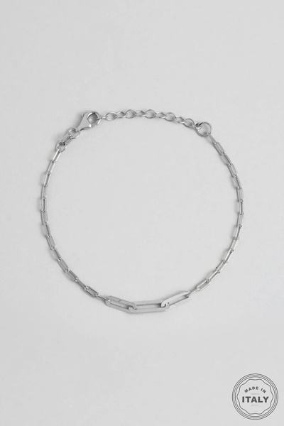 So CHIC... İtalyan Vento 18 Ayar Beyaz Altın Kaplama 19 Cm Gümüş Zincir Bileklik