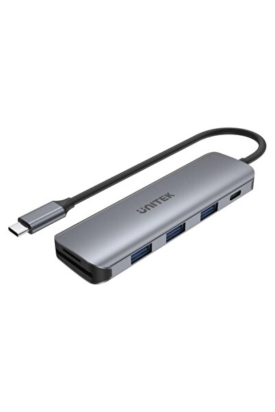 Unitek موزع USB-C 6 في 1 من uHUB P5+ مزود بخاصية توفير الطاقة 100 وات وقارئ بطاقات مزدوج