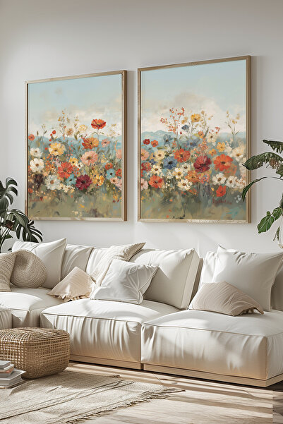 STARYUNA Set de pictură dublă cu efect de pictură în ulei în tonuri pastel, cu ramă din lemn, Yuna361