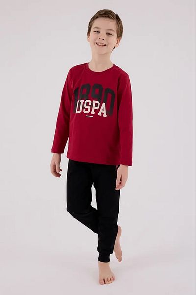U.S. Polo Assn. Us Polo Licensed 100% Cotton Circle Neck Long Sleeve Boy's Pajama Set