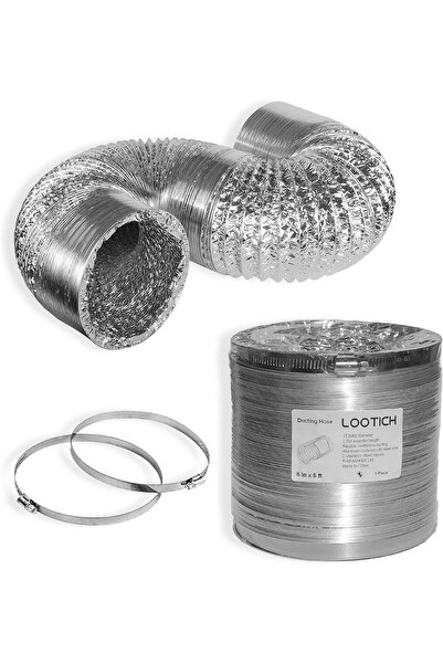 LOOTICH Tub de aer flexibil, spiralat din aluminiu, 153 mm x 2,5 m