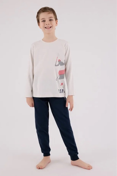 U.S. Polo Assn. Licensed 100% Cotton Crew Neck Long Sleeve Boy's Pajama Set