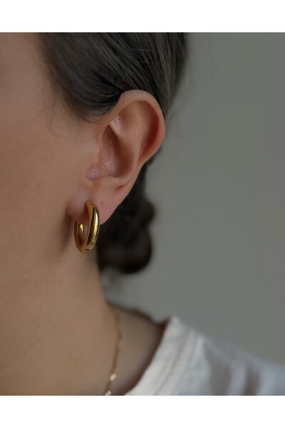 Owentis Çelik Gold Basic Orta Boy Bold Halka Küpe -kararma yapmaz-