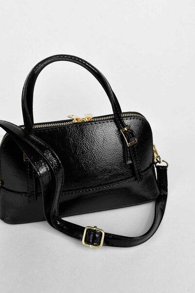 Ensar Çanta Kadın Siyah Lazer Desenli Mini Omuz ve El Çantası – Şık Crossbody...