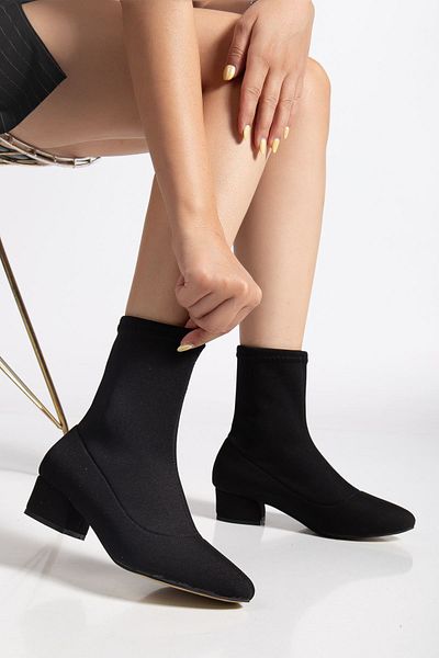 Hayalimdeki Ayakkabı Ferran Women's Black Stretch Thick Heeled Boots