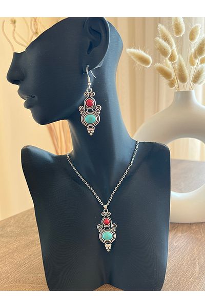 Büyük Hanım Ethnic Style Motif Retro Necklace Earring Set