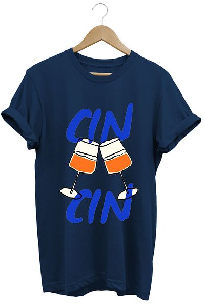 onsrawear Gin Tonic Cocktail Cheers Gin Gin Printed Unisex 100% Cotton Basic T-Shirt