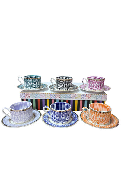 gönül sultan Retro süt takımı, porselen çay takımı, rengarenk çay takımı