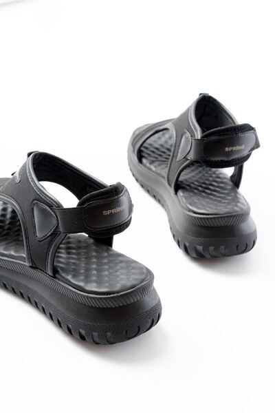 Budi T-221 Black Spring Parachute Fabric Elastic Orthopedic Women's Sandals