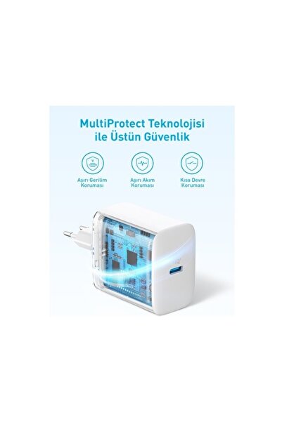 Anker 20W USB-C Şarj Cihazı - iPhone & Android ile Uyumlu Type-C Hızlı Şarj Adaptörü-  A2347 - Beyaz