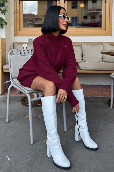 Lijuri Openwork detailed fisherman neck knitwear set 10256 r1-i-k1