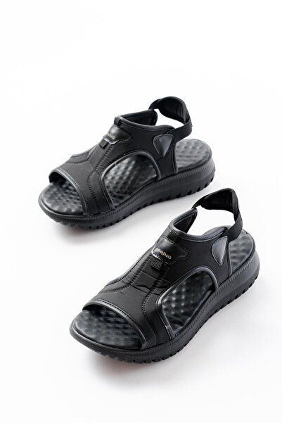 Budi T-221 Black Spring Parachute Fabric Elastic Orthopedic Women's Sandals