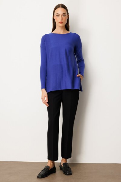 ON Pulover tricotat cu gâtul rotund și fermoar pe laterale-65318