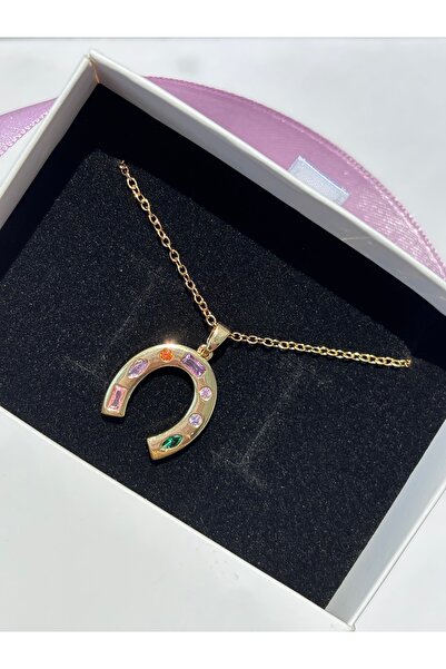 Cheberry Nal şans sembolü zirkon taşlı çelik kolye