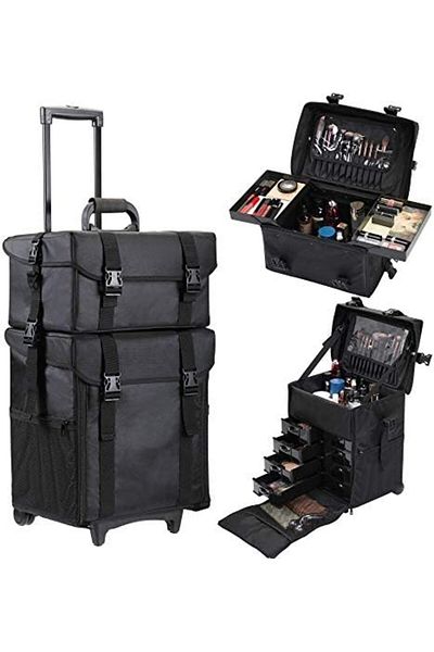 Sandinrayli Professional 2-in-1 Makeup Bag with Wheels