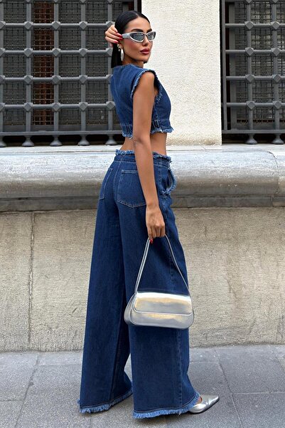 Genel Markalar Püskül Detaylı Denim Takım 10225 R9-a-k5