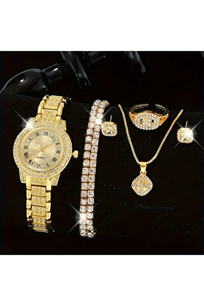 Monarque Gold Renk Yüzük 6 Adet Set Kadın Hediye Sevgiliye Hediye Doğum Günü ...