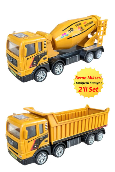 hediyecik Kamyonlu Mikser ve Damperli Kamyon Oyuncak İnşaat Araçları,İş Makin...