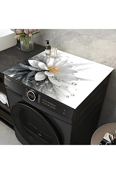 Else Dekor Çiçekler Çamaşır Makinesi Örtüsü Koruma Matı Sıvı Geçirmez Kaymaz ...